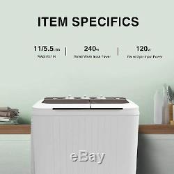 17 lbs Portable Compact Twin Tub Washing Machine Wash and Spin Cycle Drain NEW