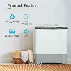 21lbs White&Grey Washing Machine Portable Compact Twin Tub Washer and Spin Dryer
