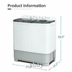 21lbs White&Grey Washing Machine Portable Compact Twin Tub Washer and Spin Dryer
