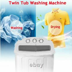 8.4KG Mini Compact Washing Machine Twin Tub Laundr Washer with Spin-Dryer White