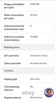 AEG LFR61944B 9kg 1400rpm Washing Machine brand new unused sealed