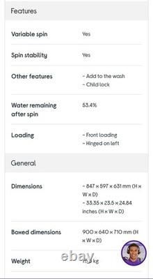 AEG LFR61944B 9kg 1400rpm Washing Machine brand new unused sealed