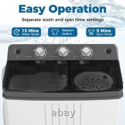 COSTWAY Portable Washing Machine Twin Tub 8kg Laundry Washer-Grey