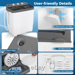 COSTWAY Portable Washing Machine Twin Tub 8kg Laundry Washer-Grey