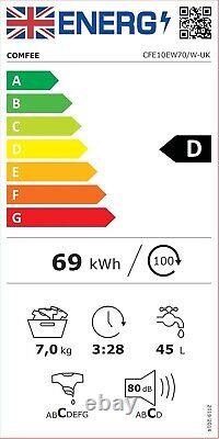 Comfee CFE10EW70/W Freestand Washing Machine, 7KG Load, Heat Wash 90? , Ultra Slim