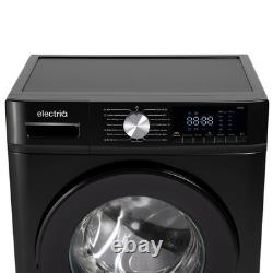 ElectriQ 8kg Washing Machine 1400rpm Black Steam Quick Wash Quiet A-Rated