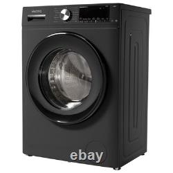 ElectriQ 8kg Washing Machine 1400rpm Black Steam Quick Wash Quiet A-Rated