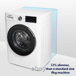ElectriQ 8kg Washing Machine 1400rpm White Steam Quick Wash Quiet A-Rated