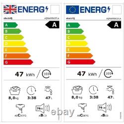ElectriQ 8kg Washing Machine 1400rpm White Steam Quick Wash Quiet A-Rated