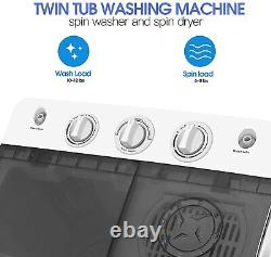 FitnessClub Portable Twin Tub Washing Machine 4.6kg Washer 3kg Drying White