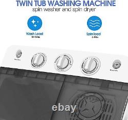 FitnessClub Portable Twin Tub Washing Machine 7.6 KG Washer And Spin Dryer White