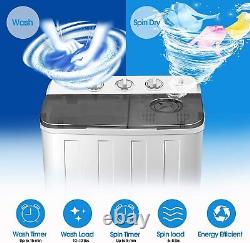 FitnessClub Portable Twin Tub Washing Machine 7.6 KG Washer And Spin Dryer White