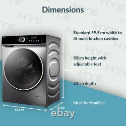 HYE Premium 10kg Washing Machine Freestanding Touch LED Display Graphite