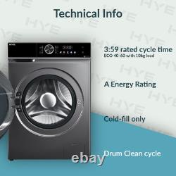 HYE Premium 10kg Washing Machine Freestanding Touch LED Display Graphite