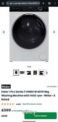 Haier i-Pro Series 7 HW80-B14979 8kg Washing Machine with 1400 rpm White A R