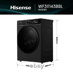 Hisense WF3I1143BBL 11Kg Washing Machine Black 1400 RPM A Rated