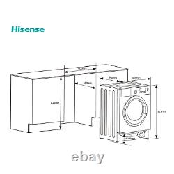 Hisense WF3M741BWI Integrated Washing Machine, 7kg, 1300rpm Spin, White, A Rated