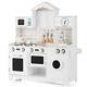 Kids Wooden Kitchen Playset Pretend Play Toy Cooking Role With Washing Machine
