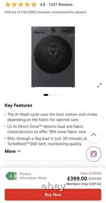 LG Series 2 9kg Washing Machine Counter-Depth Warranty to Jan 2030! Excellent