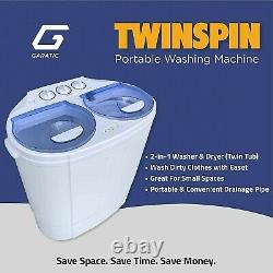 Portable Compact   13 lbs Twin Tub Washing Machine Wash Spin Cycle Drain 