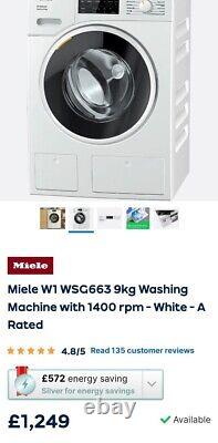 Miele W1 WSG663 9kg Washing Machine with 1400 rpm White Colour A Energy Rated