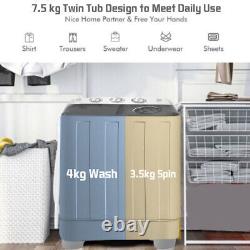 Mini Portable 7.5kg Washing Machine Compact Twin Tub Laundry Washer Spin Dryer