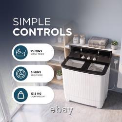 Portable Twin Tub Washing Machine 4kg Wash 3kg Spin Dryer Compact Caravan