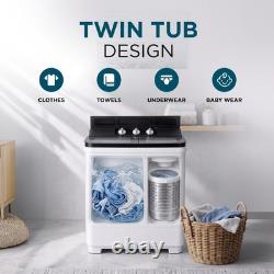 Portable Twin Tub Washing Machine 4kg Wash 3kg Spin Dryer Compact Caravan
