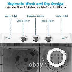 Portable Washing Machine Compact Twin Tub Washer Spin Dryer Built-in Drain Pump