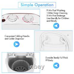 Portable Washing Machine Mini Single Tub Compact Spin & Dryer Laundry Washer UK