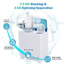 Portable Washing Machine Twin Tub Laundry Washer Machine 7.5KG Washer+3KG Dryer