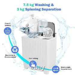 Portable Washing Machine Twin Tub Laundry Washer Machine 7.5KG Washer+3KG Dryer