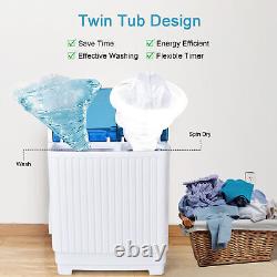 Portable Washing Machine Twin Tube Laundry Washer Spiner Built-in Drain Pump