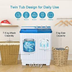 Portable Washing Machine Twin Tube Laundry Washer Spiner Built-in Drain Pump