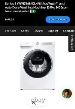 Samsung WW10T684DLH/S1 White Washing Machine