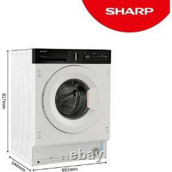 Sharp Integrated Washing Machine 7kg 1400rpm A rated ES-NIH714BWA-EN