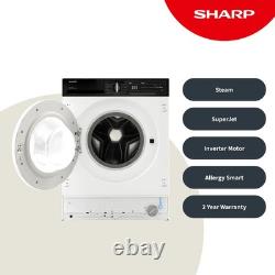 Sharp Integrated Washing Machine 7kg 1400rpm A rated ES-NIH714BWA-EN