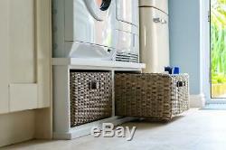 Tetbury double laundry pedestal stand. Washing machine & dryer stand with drawer