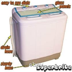 Twin Tub Mini Washing Machine Spin Dryer 7.2kg Portable Electric Self Drain Pump