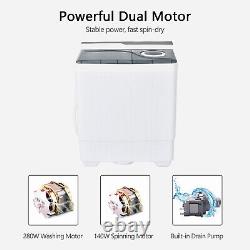 Twin Tub Portable Semi-automatic Washing Machine 6.5KG Washer+2KG Dryer Grey