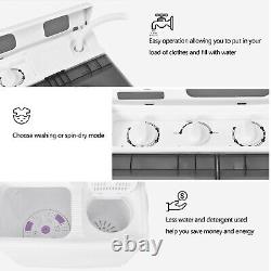 Twin Tub Portable Semi-automatic Washing Machine 6.5KG Washer+2KG Dryer Grey