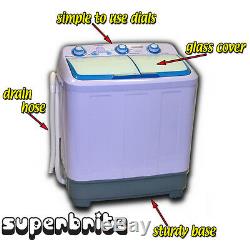 Twin Tub Washing Machine 4.8kg Compact Portable Caravan Spin Dryer Electric Pump