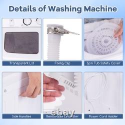 Twin Tub Washing Machine 8kg Portable Washer with Spin Dryer & Drain Hose Grey