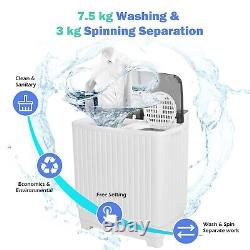 Twin Tub Washing Machine Portable Laundry Machine with 7.5 kg Washer & 3 kg Dryer