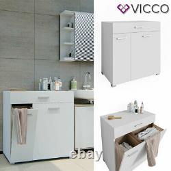 Vicco Laundry Basket Matteo Washing Machine Cabinet Bathroom Cabinet XL White