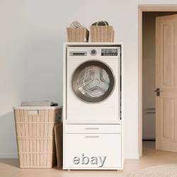 Wade Logan Cabinet For Dryer On Washing Machine In White With Additional Flip Up