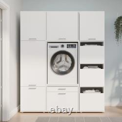 Wade Logan Cabinet For Dryer On Washing Machine In White With Additional Flip Up