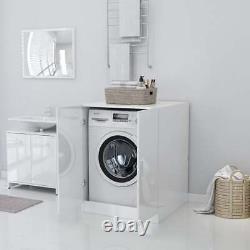 Washing Machine Cabinet with Door Bathroom Laundry Room Cupboard White Unit