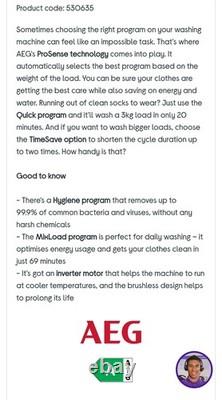 AEG LFR61944B Lave-linge 9 kg 1400 tr/min tout neuf, inutilisé, scellé