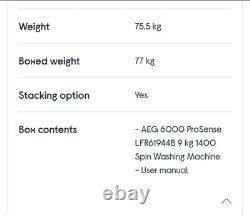 AEG LFR61944B Lave-linge 9 kg 1400 tr/min tout neuf, inutilisé, scellé